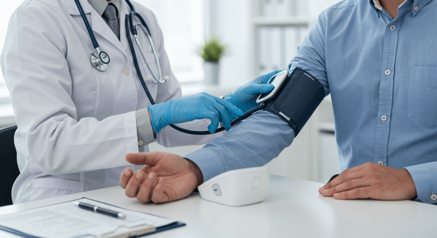 Médico realizando exame médico no trabalho